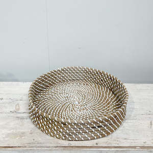 Watergrass Woven Tray NATURAL & WHITE 460x100