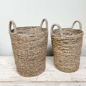 Seagrass Plaited Basket w Handles