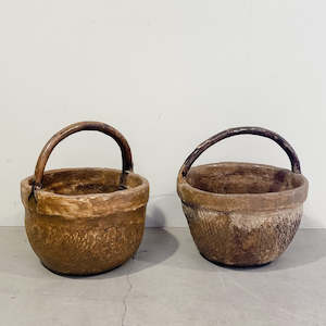 Antique Willow Basket with Bamboo Handle