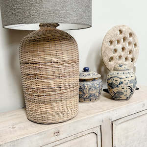 Rattan Lamp Base ONLY (Needs Wiring)