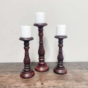 24230 Wooden Candlestick - TALL NARROW