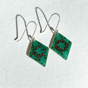 Enameled Diamond Silver Earrings - Su Keates