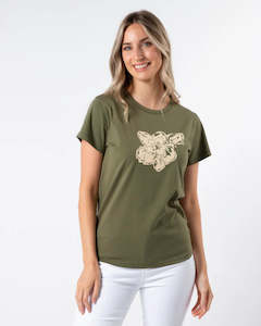 Petal Garden T Shirt Khaki Stella + Gemma