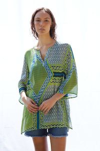 Josy V Top Pure Silk Bimini Peridot