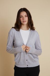 Emerald Merino Cardigan Yarnsmith BRKW6 Light Grey