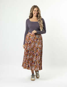 Brigette Skirt Blurred Blooms Rust Stella + Gemma