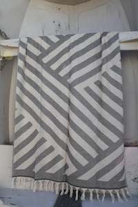 Herringbone Turkish Towel Terry Black