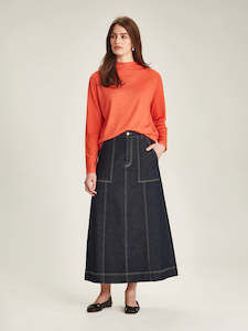 Harper Denim Skirt Sills Dark Wash