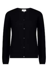 Malachite Yarnsmith Round Neck Cardigan Black