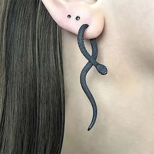 Black Hanging Snake Earring