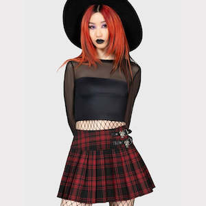 Clothing: Bat Girl Red Tartan Skirt