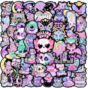 Clothing: 50pcs Pink Gothic Sticker Set