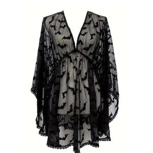 Clothing: Bat Print Mesh Dress