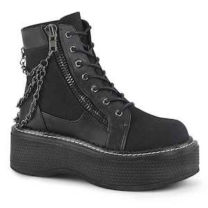 Clothing: Emily-114 Boots - Black Canvas