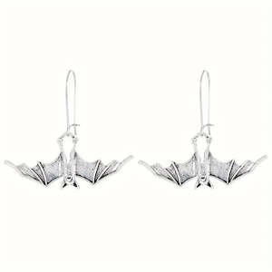 Clothing: Gothic Dangle Bat Earrings