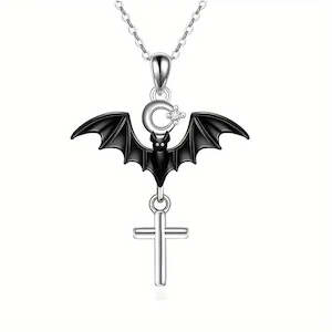 Cross Bat Pendant Necklace