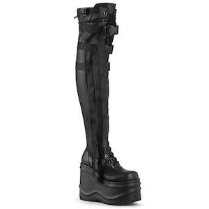 Wave-315 Platform Boots - Black Vegan Leather