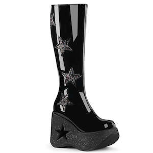 Dynamite-218 Platform Boots - Black Patent