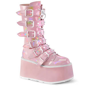 Clothing: Damned-225 Platform Boots - Baby Pink Patent