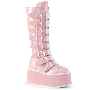 Clothing: Damned-318 Platform Boots - Baby Pink Patent