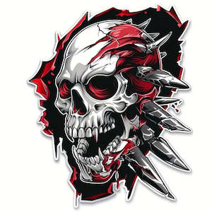 Brutal 3D Skull Vinyl Sticker