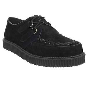 Clothing: Creeper-602S Platform Shoes - Black Suede