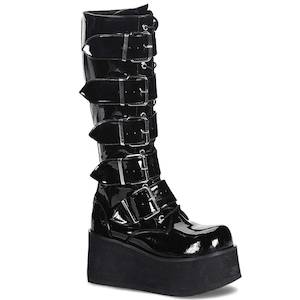 Trashville-518 Platform Boots - Glossy Black