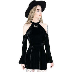 Clothing: Black Velvet Moon Dress