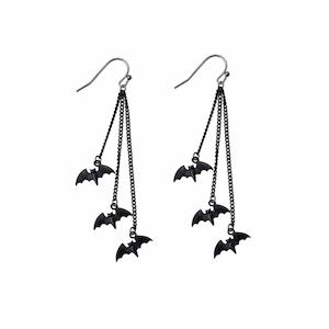 Clothing: Bats Dropper Earrings