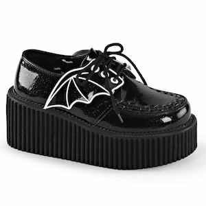 Clothing: Creeper-205 Platform Shoes - Black Glitter