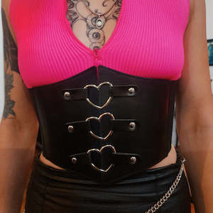 Silver Heart Corset Belt