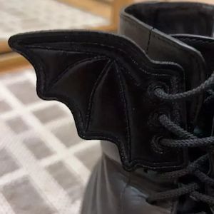 Clothing: Black Bat Boot Wings