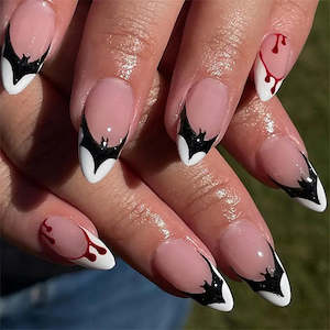 Clothing: Gothic Bat Almond Press on Nails