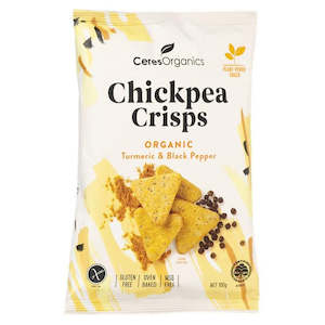 Chips Crackers: Ceres Organics Chickpea Crisps- Turmeric & Black Pepper 100g