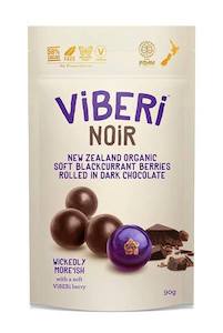 Chocolate Sweets: Viberi Noir - Dark Chocolate Rolled Blackcurrants 90g