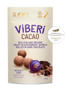 Chocolate Sweets: Viberi Cacao - Crispy Blakcurrants Rolled In Dark Chocolate 90g