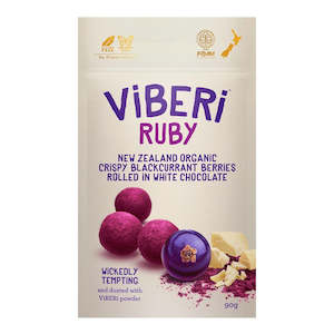 Chocolate Sweets: Viberi Ruby - Crispy Blackcurrants Rolled In White Chocolate 90g