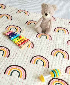 Rainbow Kantha Cot Quilt / Playmat XL- Reversible - available 26/09