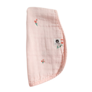 Pink Flowers Organic Cotton Muslin Burp Cloth