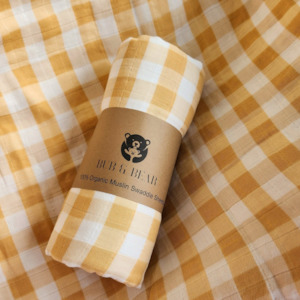 Baby wear: Yellow Check Organic Cotton Swaddle Sheet