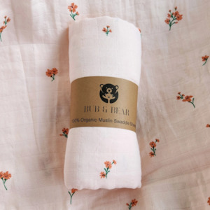 Baby wear: Pink Flowers Organic Cotton Swaddle Sheet