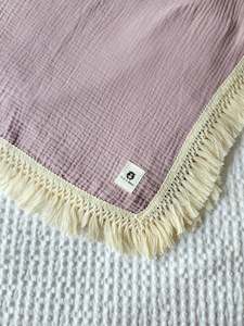 Lavender 100% Cotton Muslin Fringe Swaddle -RETURNING DECEMBER