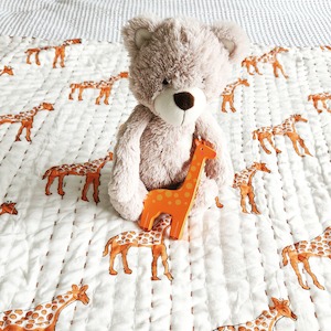 Giraffe Kantha Cot Quilt - Reversible