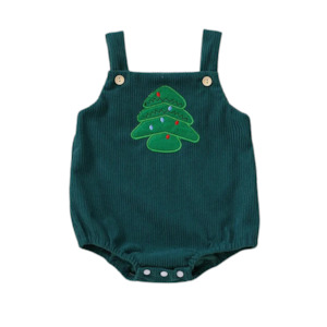 Corduroy Romper - Xmas Tree