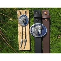 WESTERN BUCKLE, BOLO TIE & LEATHER BELT GIFT SET 3