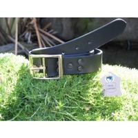 BLACK LEATHER BELT & CHROME D BAR BUCKLE 36.5MM