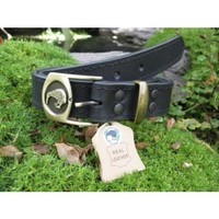 LEATHER BELT BLACK DRESS STITCHED EDGE, KIWI BUCKLE & KEEPER 30mm