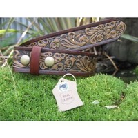 Leather Belt Western Horses/floral Distressed