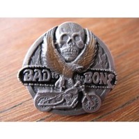 Bad TO The Bone Metal Badge