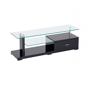 Glass TV Unit Black 1.4m